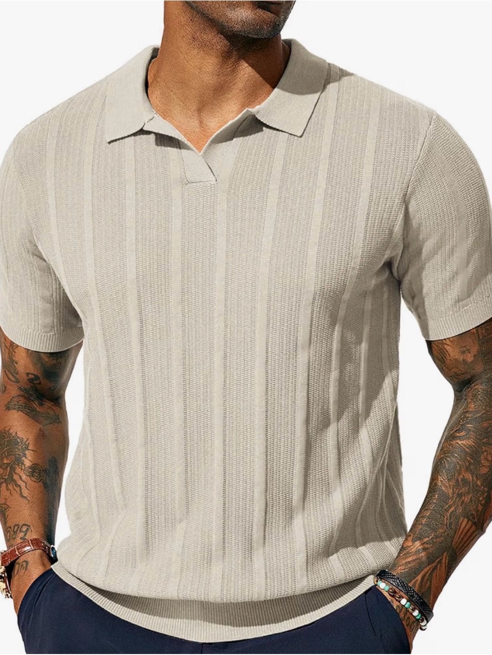 PJ PAUL JONES Mens Polo Shirt Casual Textured Knit Golf Shirt